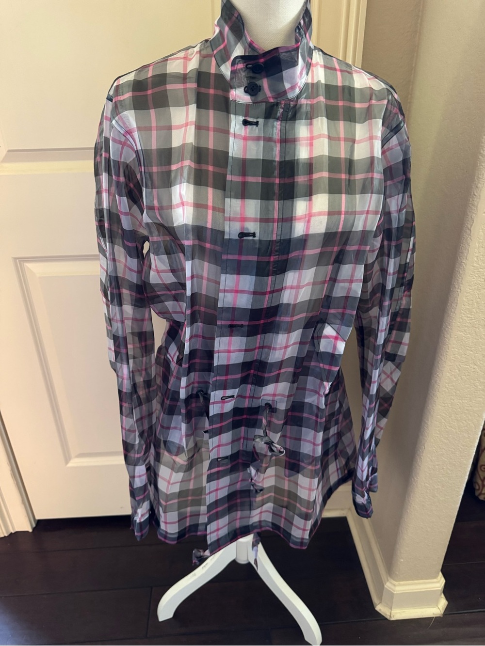 NWT RtA Gray & Pink Plaid Casual Button-Down Jacket